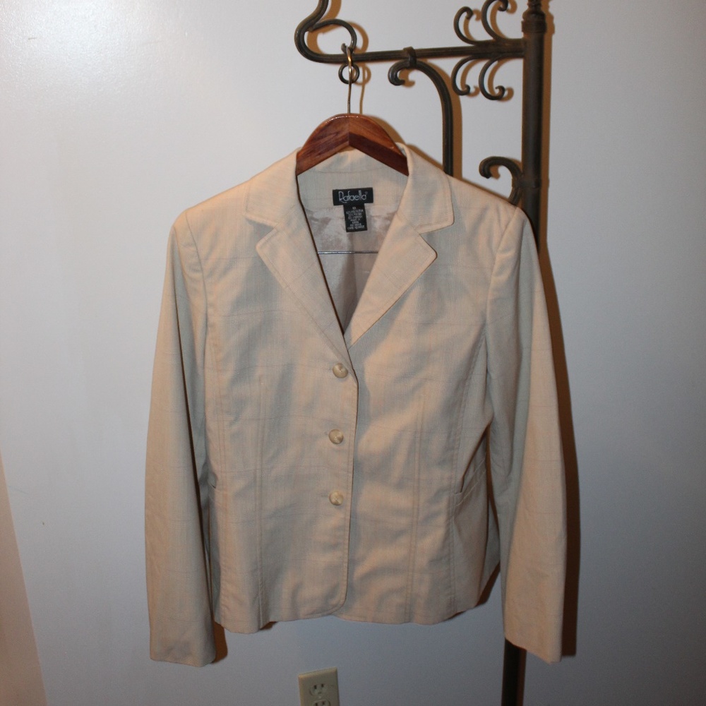 Rafaella Women's Lined Tan Button Blazer